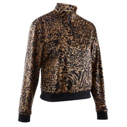 Women's Cropped Long-Sleeved Cardio Fitness Sweatshirt - Leopard Print-21