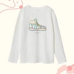 Mango Kids Boys White & Black Pure Cotton Graphic Printed T-shirt-picture-14