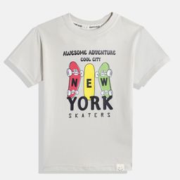 Happy Faces Boys Pure Cotton Typography & Graphic Printed T-shirt-image-89