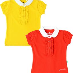 JusCubs Girls Pack Of 2 Peter Pan Collar Solid T-shirts-image-37