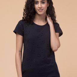 Hive91 Floral Shifley Cotton Round Neck Relaxed Fit Casual T-shirt-image-25