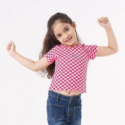 Ed-a-Mamma Girls Pink Checked T-shirt-image-58