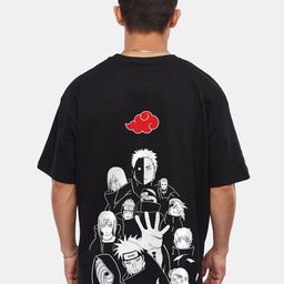 Crazymonk Naruto Akatsuki Team Anime Print Cotton Oversized T-shirt-image-34