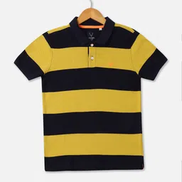 Allen Solly Junior Boys Striped Polo Collar Pure Cotton T-shirt-image-68
