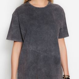 Trendyol Typography Printed Drop-Shoulder Sleeves Cotton T-shirt-image-51