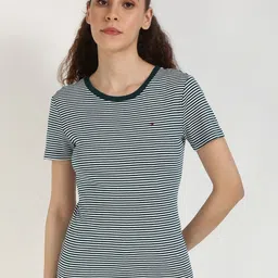 Tommy Hilfiger Women Striped Round Neck Cotton T-shirt-picture-27