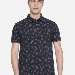 Greenfibre Men Reflecting Pond Printed Polo Collar Slim Fit T-Shirt-image-3