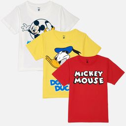 YK Disney Boys Pack of 3 Mickey Mouse Printed Pure Cotton T-shirt-image-67