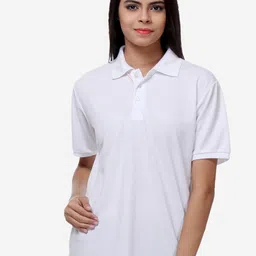TEEMOODS Women White Polo Collar Outdoor T-shirt-image-32