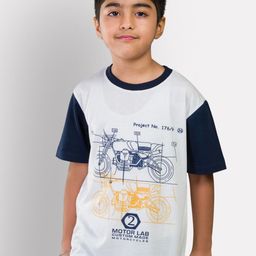 Growing Tree Kids White Printed Relaxed-Fit Cotton T-shirt-image-59