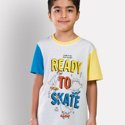Growing Tree Kids White & Blue Typography Printed T-shirt-image-99