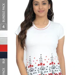 IndiWeaves Pack Of 4 Printed Pure Cotton Casual T-Shirts-image-33