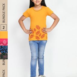 IndiWeaves Girls Pack Of 4 Printed Pure Cotton T-shirt-image-6