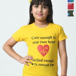 BAESD Girls Typography 4 Printed Pockets T-shirt-image-32