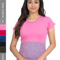 IndiWeaves Pack Of 5 Printed Pure Cotton T-shirt-image-18