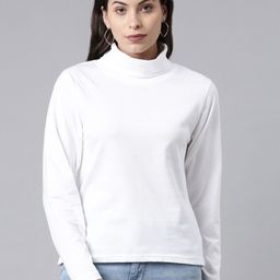 Kryptic Women Solid High Neck T-shirt-image-67