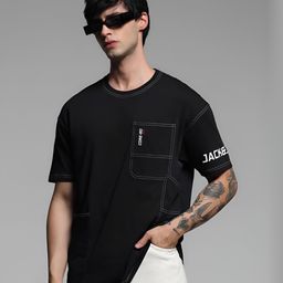 Jack & Jones Men Printed Round Neck Cotton Oversized Tshirt-image-67
