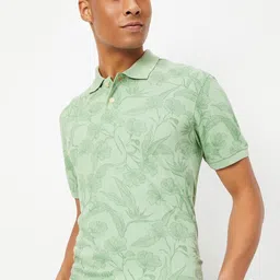 max Men Floral Printed Polo Collar Cotton T-shirt-image-69