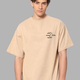 Besick Men Typography Printed Round Neck Oversized T-shirt-image-24