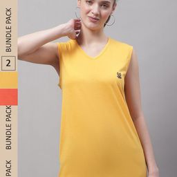 VIMAL JONNEY Pack Of 2 V-Neck Gym T-shirt-image-32