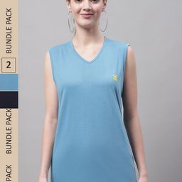 VIMAL JONNEY Pack Of 2 V-Neck Gym T-shirt-image-51