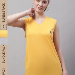 VIMAL JONNEY Pack Of 2 V-Neck Gym T-shirt-image-54