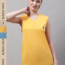 VIMAL JONNEY Pack Of 2 V-Neck Gym T-shirt-image-27