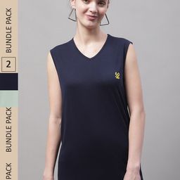 VIMAL JONNEY Pack Of 2 V-Neck Gym T-shirt-image-46