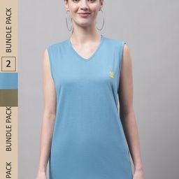 VIMAL JONNEY Pack Of 2 V-Neck Gym T-shirt-image-33