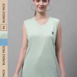 VIMAL JONNEY Pack Of 2 V-Neck Gym T-shirt-image-60