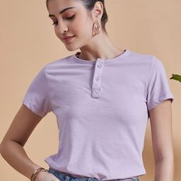MINT STREET Henley Neck Short Sleeves Pure Cotton T-shirt-image-75