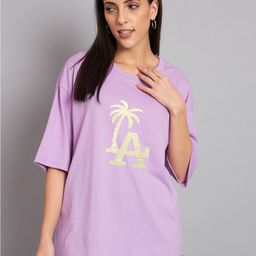 Imsa Moda Oversized Graphic Print Round Neck Drop-Shoulder Sleeves Cotton T-Shirt-image-61