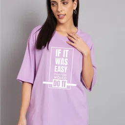 Imsa Moda Typography Printed Round Neck Drop-Shoulder Sleeves Oversized Cotton T-shirt-image-57