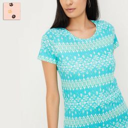 max Women Ethnic Printed Ethnic Pure Cotton T-shirt-image-6