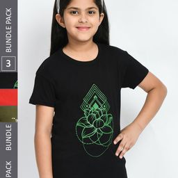 BAESD Girls Pack of 3 Printed Cotton T-shirt-image-73
