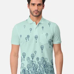 BULLMER Conversational Printed Polo Collar Short Sleeves Cotton T-shirt-image-85