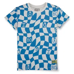 Gini and Jony Boys Checked Half Sleeves Cotton T-shirt-image-53