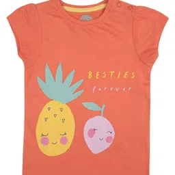 mothercare Girls Graphic Printed Cap Sleeve Pure Cotton Casual T-shirt-image-76
