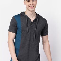 Kalt Colourblocked Short Sleeves Hood T-shirt-image-79