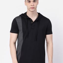 Kalt Colourblocked Short Sleeves Hood T-shirt-image-91
