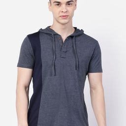 Kalt Colourblocked Short Sleeves Hood T-shirt-image-77