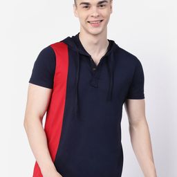 Kalt Colourblocked Short Sleeves Hood T-shirt-image-78
