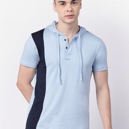 Kalt Colourblocked Short Sleeves Hood T-shirt-image-76