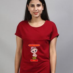 SillyBoom Graphic Printed Regular Fit Cotton Lycra Maternity T shirt-image-7