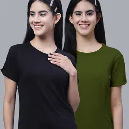 FBAR Pack Of 2 High Low Hem Pure Cotton T-shirts-image-81