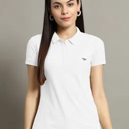 RISS Women Solid Polo Collar Cotton T-shirt-picture-24