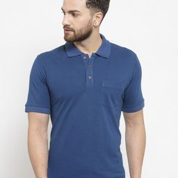 Kalt Men Blue Polo Collar Pockets T-shirt-image-64