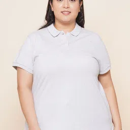 Kiaahvi by JOHN PRIDE Plus Size Pure Cotton Polo Collar T-shirt-image-93