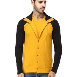 Black Collection Men Colourblocked Shirt Collar Sweatshirt-image-68
