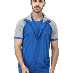 Black Collection Men Colourblocked Shirt Collar Sweatshirt-image-69